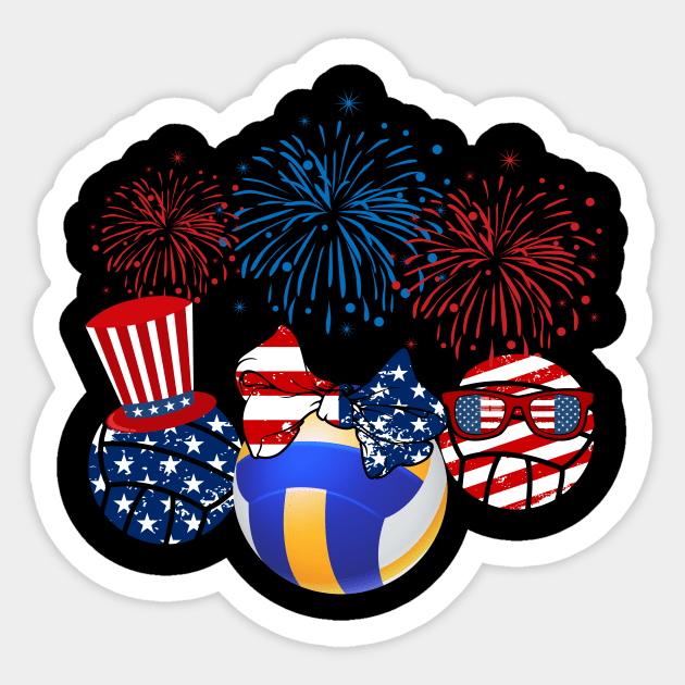 Volleyball American Flag Fireworks Sticker by Flavie Kertzmann